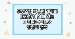 두부조림 백종원 레시피 따라하기 실패 없는 매콤달콤 감칠맛 양념의 정석