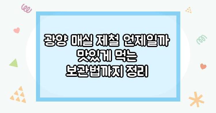 광양 매실 제철