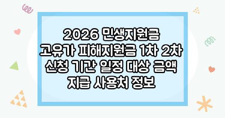2026 민생지원금